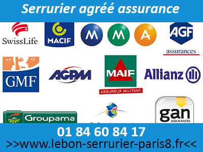 Tarif serrurier Paris 8 - serrurier agréé assurance